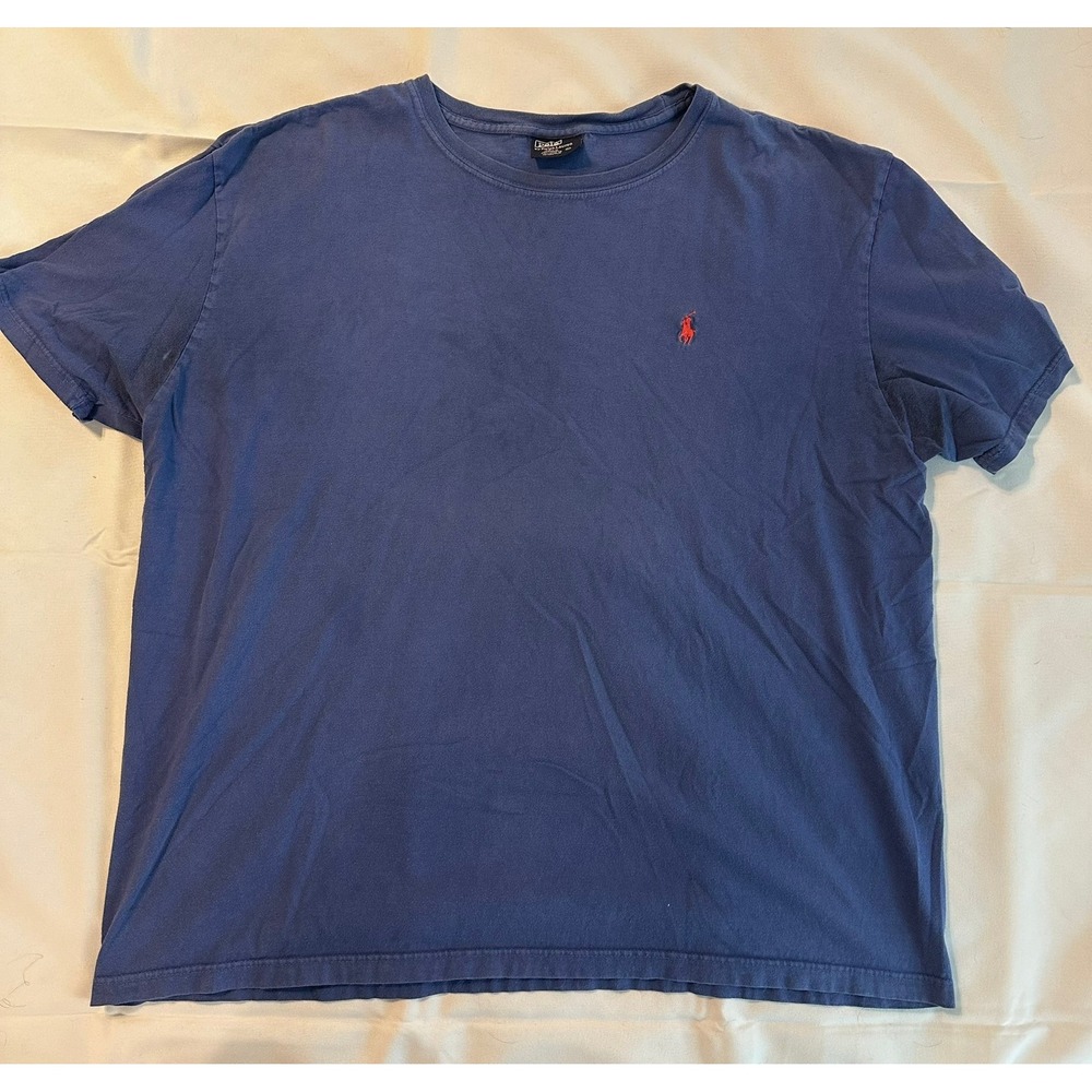 Polo Ralph Lauren Mens T-Shirt Large Blue Short Sleeve Red Pony Logo Cotton Tee